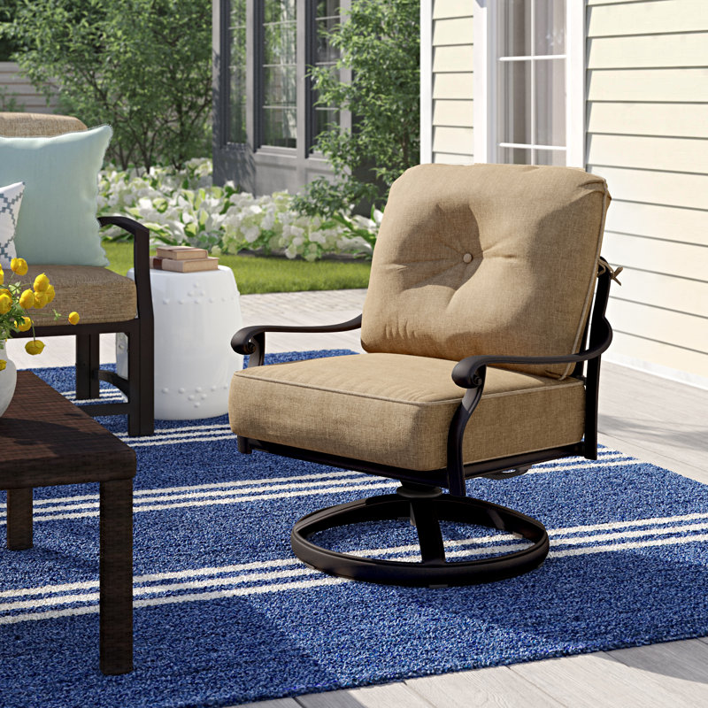 Three Posts™ Lebanon Swivel Rocker Club Patio Chair with Cushions